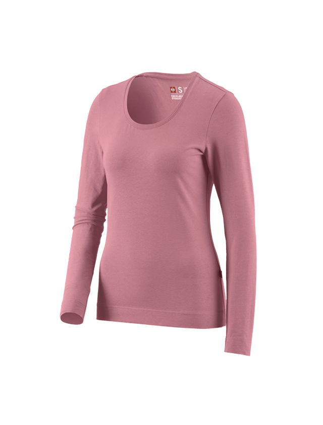 Maglie | Pullover | Bluse: e.s. longsleeve cotton stretch, donna + rosa antico