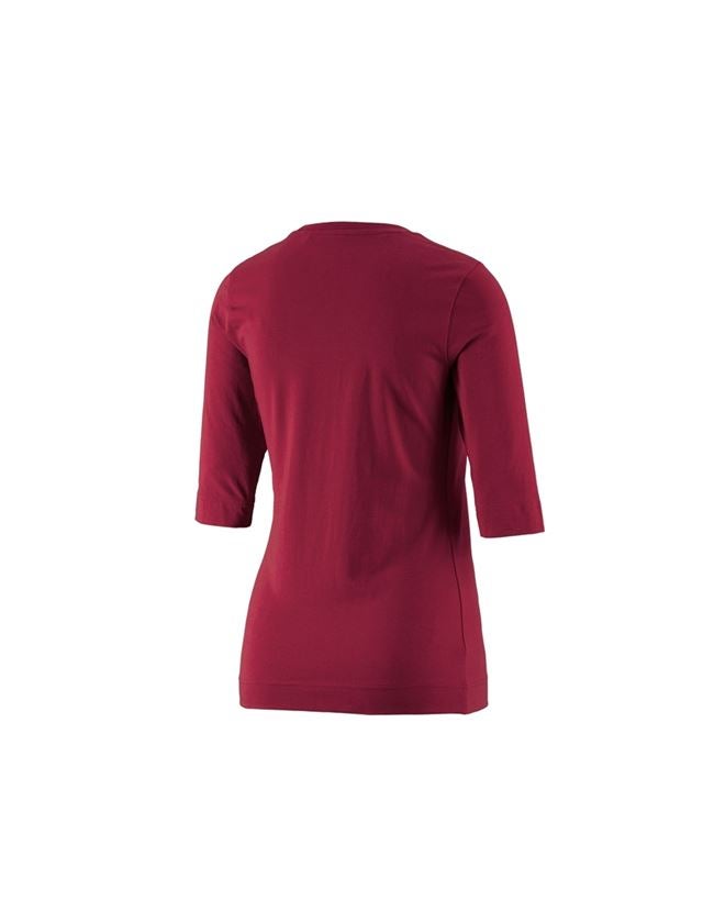 Maglie | Pullover | Bluse: e.s. maglia con manica a 3/4 cotton stretch, donna + bordeaux 1