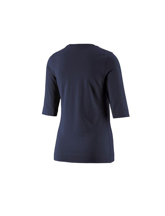 Maglie | Pullover | Bluse: e.s. maglia con manica a 3/4 cotton stretch, donna + blu scuro 1