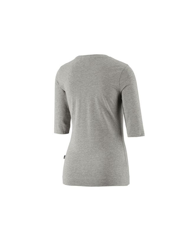 Maglie | Pullover | Bluse: e.s. maglia con manica a 3/4 cotton stretch, donna + grigio sfumato 1