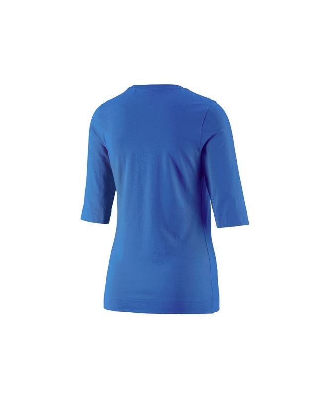 Maglie | Pullover | Bluse: e.s. maglia con manica a 3/4 cotton stretch, donna + blu genziana 3