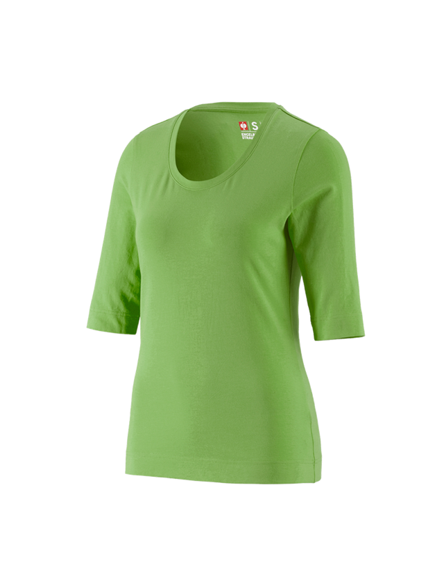 Maglie | Pullover | Bluse: e.s. maglia con manica a 3/4 cotton stretch, donna + verde mare 1