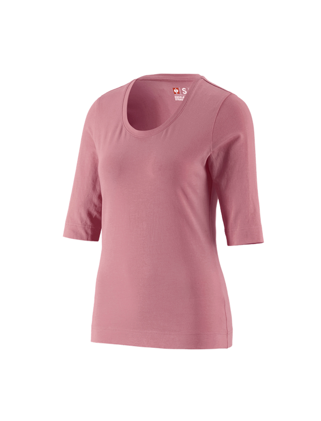 Maglie | Pullover | Bluse: e.s. maglia con manica a 3/4 cotton stretch, donna + rosa antico