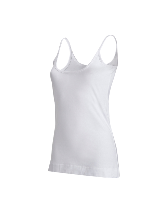 Maglie | Pullover | Bluse: e.s. top con bretelline cotton stretch, donna + bianco