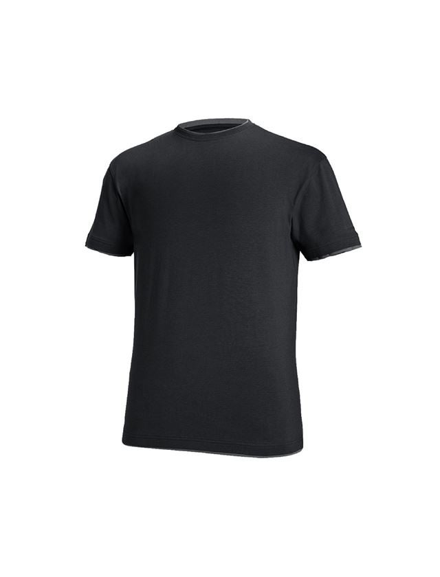 Maglie | Pullover | Camicie: e.s. t-shirt cotton stretch Layer + nero/cemento 2