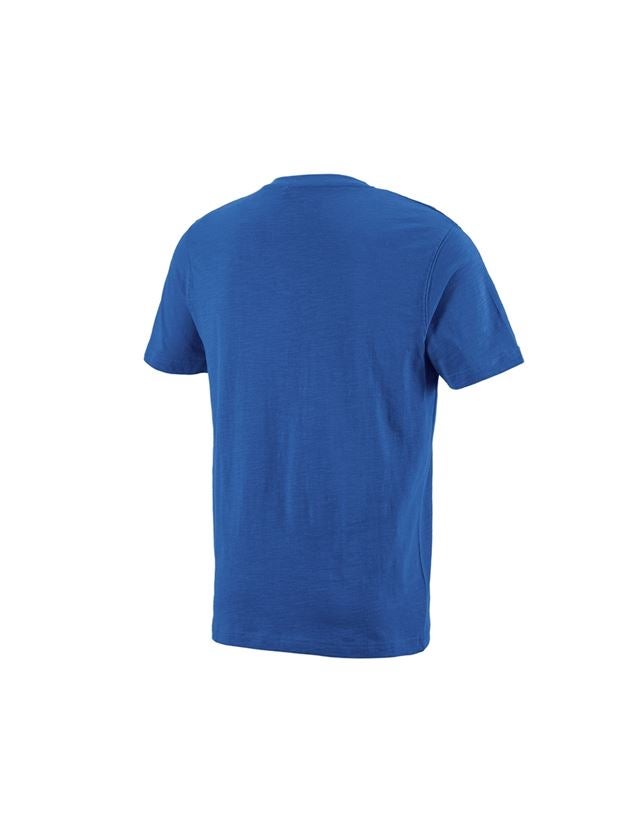 Maglie | Pullover | Camicie: e.s. t-shirt cotton slub V-Neck + blu genziana 1