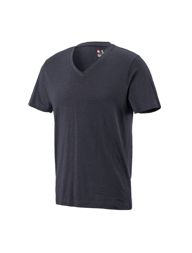 Maglie | Pullover | Camicie: e.s. t-shirt cotton slub V-Neck + zaffiro