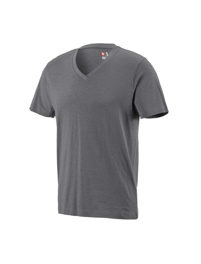 Maglie | Pullover | Camicie: e.s. t-shirt cotton slub V-Neck + cemento