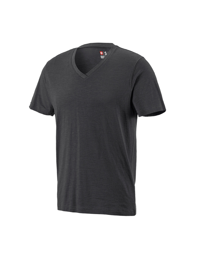 Maglie | Pullover | Camicie: e.s. t-shirt cotton slub V-Neck + grafite