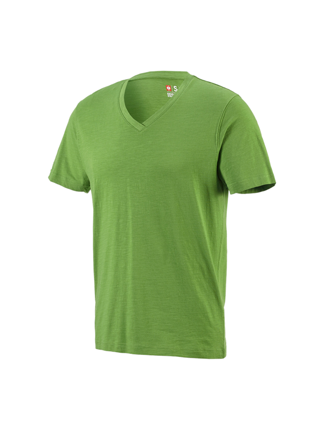 Maglie | Pullover | Camicie: e.s. t-shirt cotton slub V-Neck + verde mare
