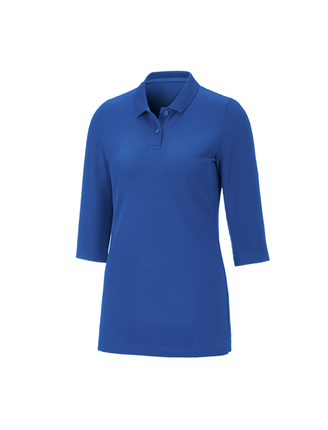 Maglie | Pullover | Bluse: e.s. polo piqué c. manica 3/4 cotton stretch,donna + blu genziana