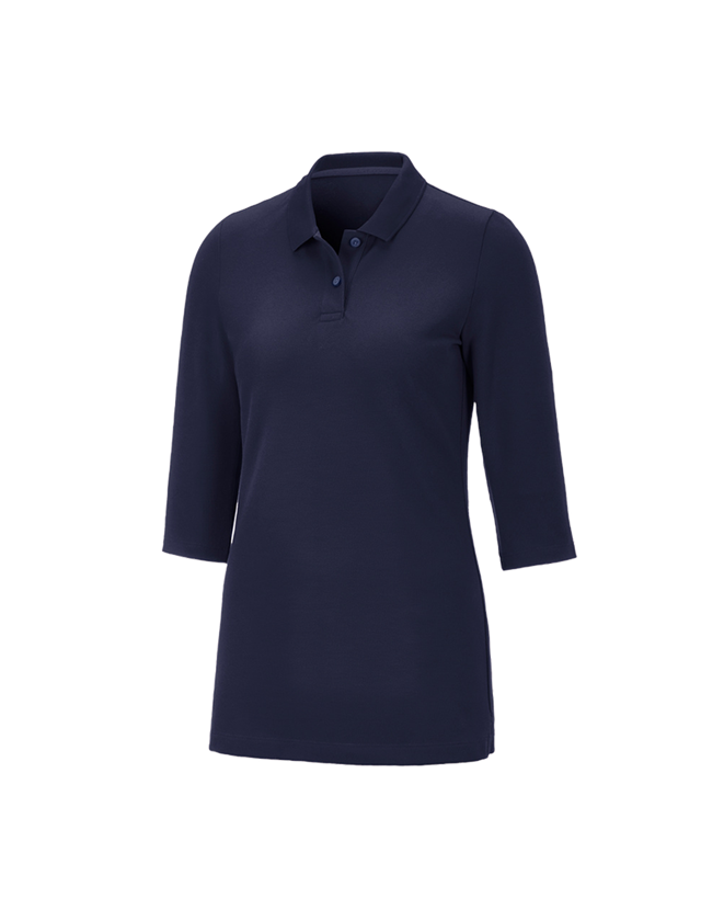 Shirts & Co.: e.s. Piqué-Polo 3/4 Arm cotton stretch, Damen + dunkelblau