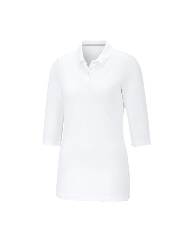 Maglie | Pullover | Bluse: e.s. polo piqué c. manica 3/4 cotton stretch,donna + bianco