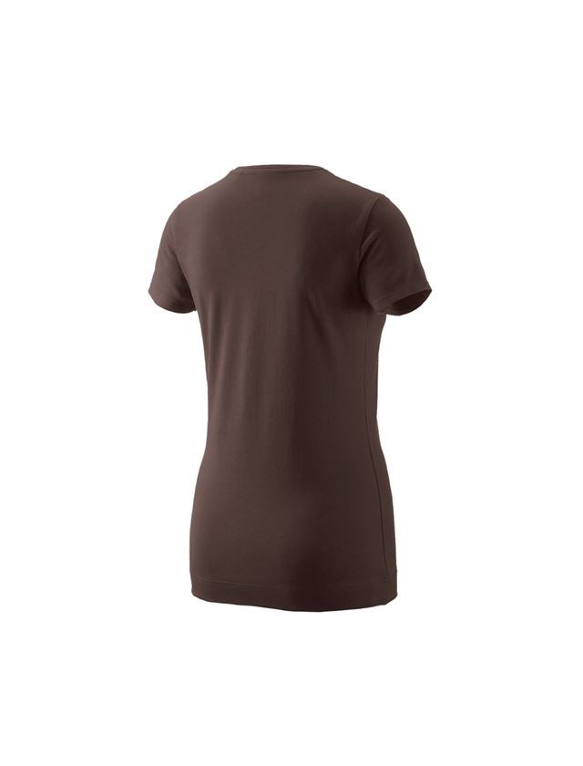 Maglie | Pullover | Bluse: e.s. t-shirt 1908, donna + castagna/bianco 1