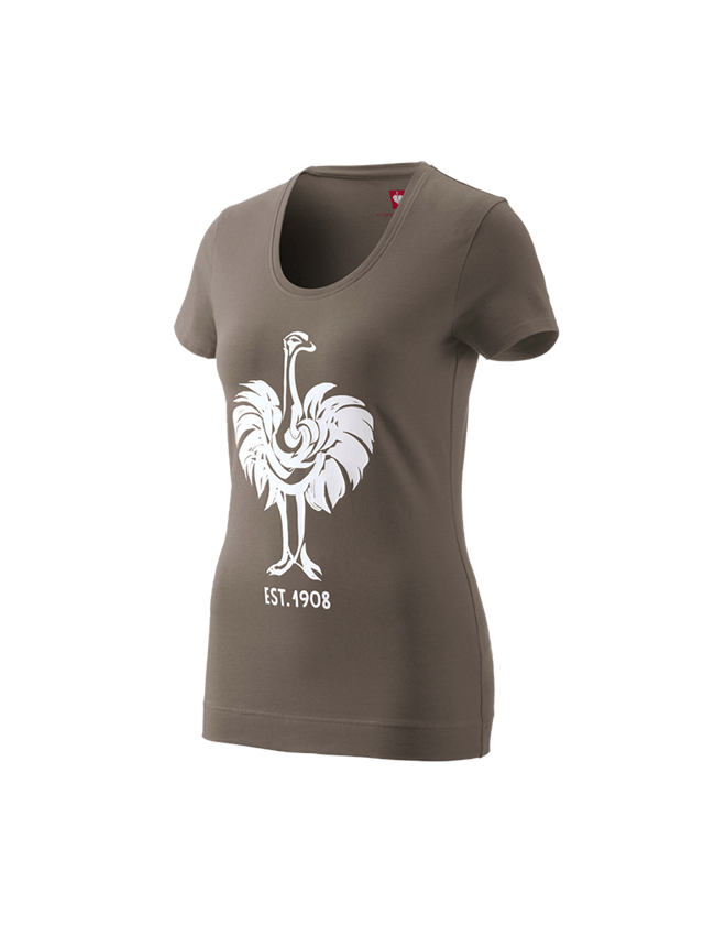 Maglie | Pullover | Bluse: e.s. t-shirt 1908, donna + pietra/bianco