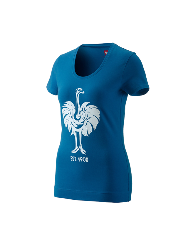 Maglie | Pullover | Bluse: e.s. t-shirt 1908, donna + atollo/bianco