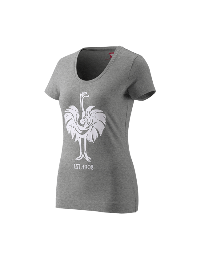 Maglie | Pullover | Bluse: e.s. t-shirt 1908, donna + grigio sfumato/bianco
