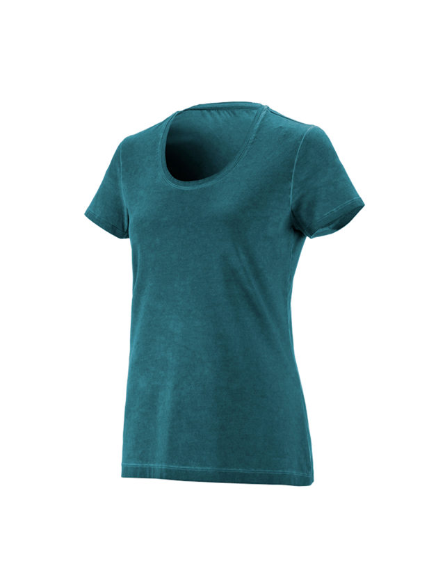 Maglie | Pullover | Bluse: e.s. t-shirt vintage cotton stretch, donna + ciano scuro vintage 3