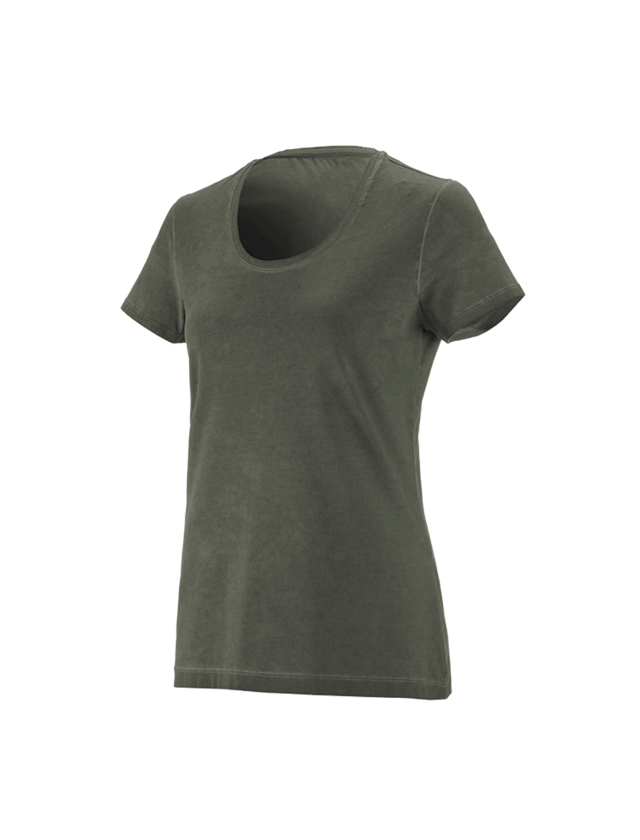 Maglie | Pullover | Bluse: e.s. t-shirt vintage cotton stretch, donna + verde mimetico vintage 3