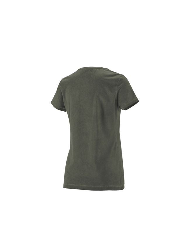 Maglie | Pullover | Bluse: e.s. t-shirt vintage cotton stretch, donna + verde mimetico vintage 4