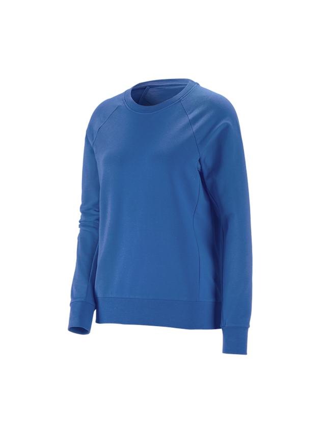 Maglie | Pullover | Bluse: e.s. felpa cotton stretch, donna + blu genziana
