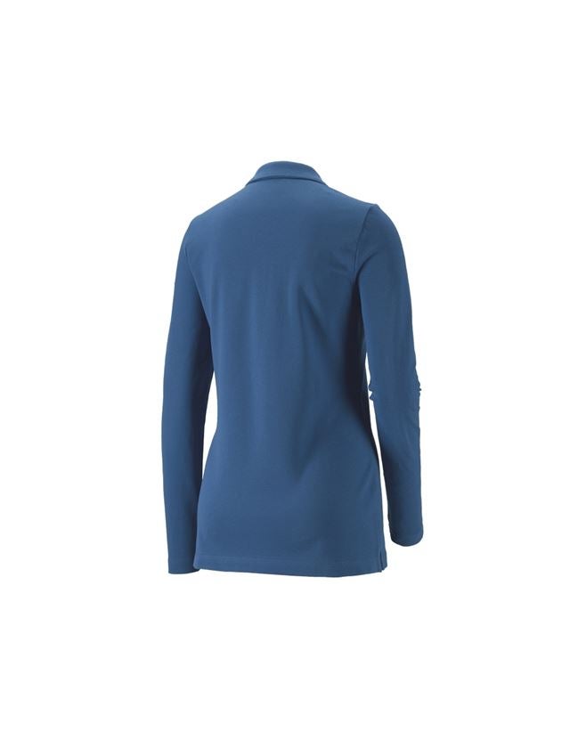 Maglie | Pullover | Bluse: e.s. polo in piqué longsleeve cotton stretch,donna + cobalto 1