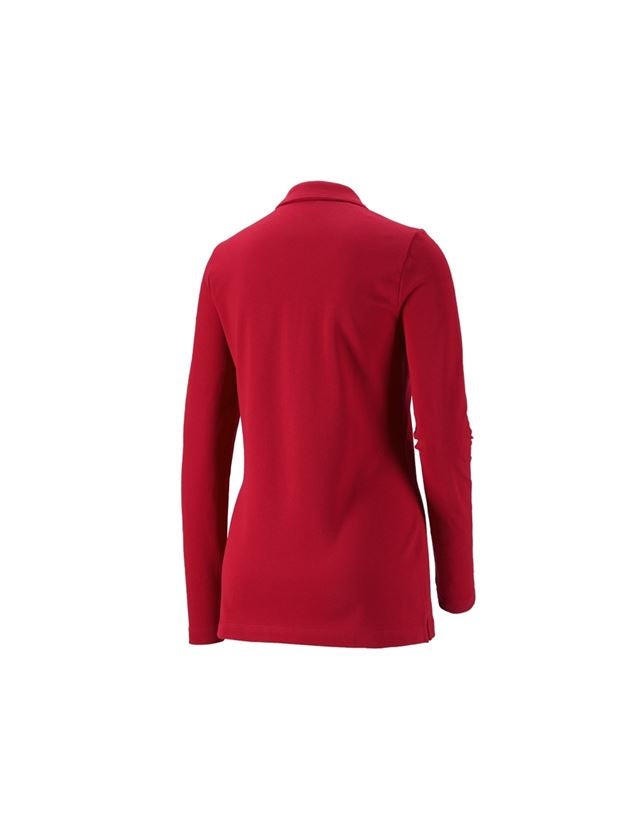 Maglie | Pullover | Bluse: e.s. polo in piqué longsleeve cotton stretch,donna + rosso fuoco 1