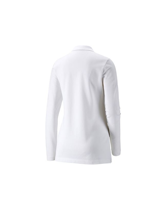 Maglie | Pullover | Bluse: e.s. polo in piqué longsleeve cotton stretch,donna + bianco 1