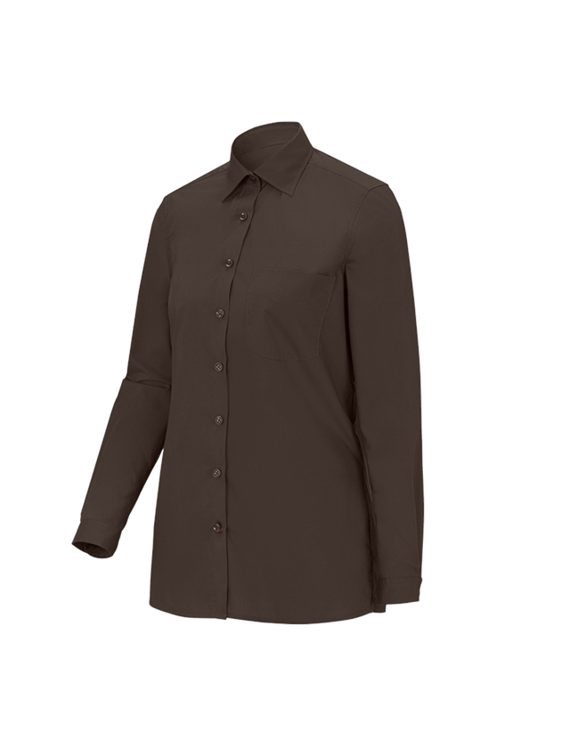 Maglie | Pullover | Bluse: e.s. blusa da servizio, a manica lunga + castagna