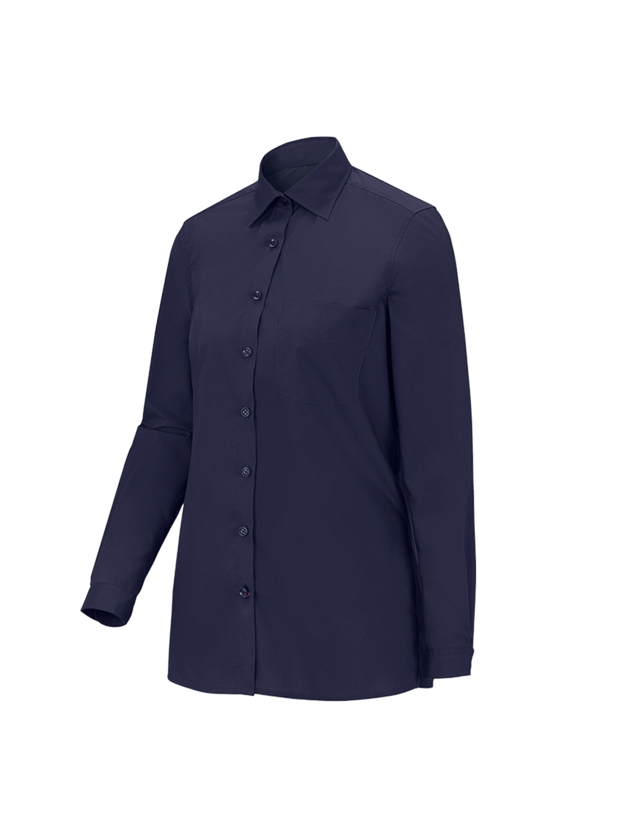 Shirts & Co.: e.s. Servicebluse langarm + dunkelblau