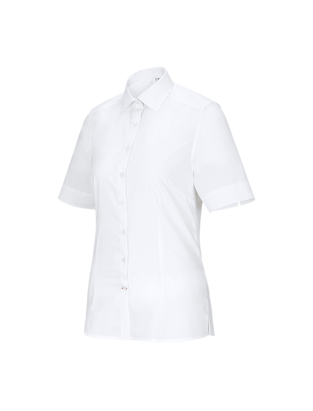 Shirts & Co.: Business Bluse e.s.comfort, kurzarm + weiß