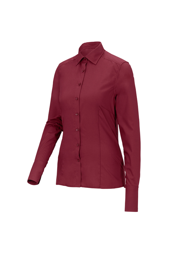 Maglie | Pullover | Bluse: Blusa Business e.s.comfort, a manica lunga + rubino