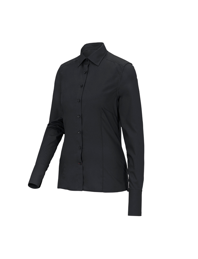 Maglie | Pullover | Bluse: Blusa Business e.s.comfort, a manica lunga + nero