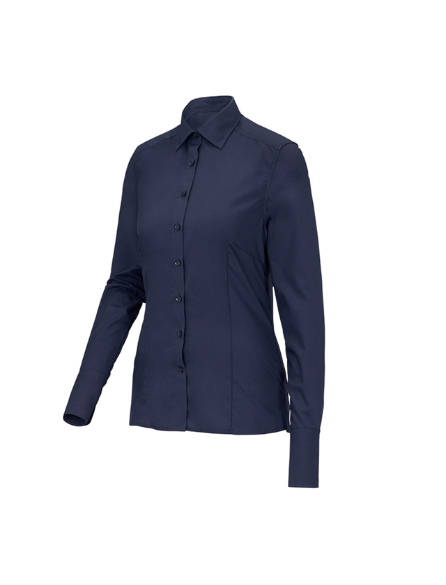 Maglie | Pullover | Bluse: Blusa Business e.s.comfort, a manica lunga + blu scuro