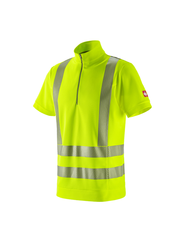 Maglie | Pullover | Camicie: e.s. t-shirt funzionale segnaletica con ZIP, UV + giallo fluo