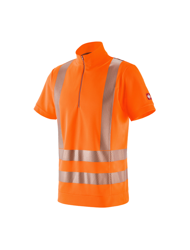 Maglie | Pullover | Camicie: e.s. t-shirt funzionale segnaletica con ZIP, UV + arancio fluo