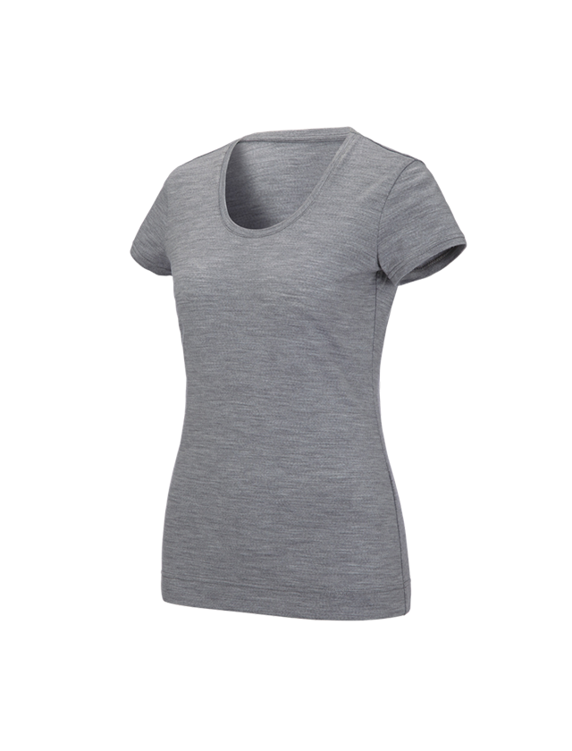 Temi: e.s. t-Shirt merino light, donna + grigio sfumato