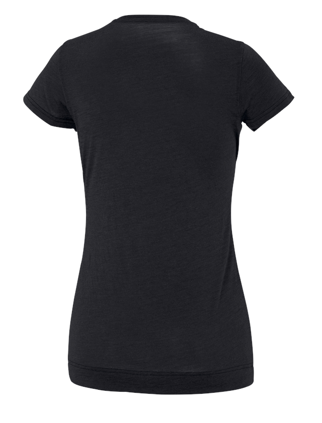 Maglie | Pullover | Bluse: e.s. t-Shirt merino light, donna + nero 1