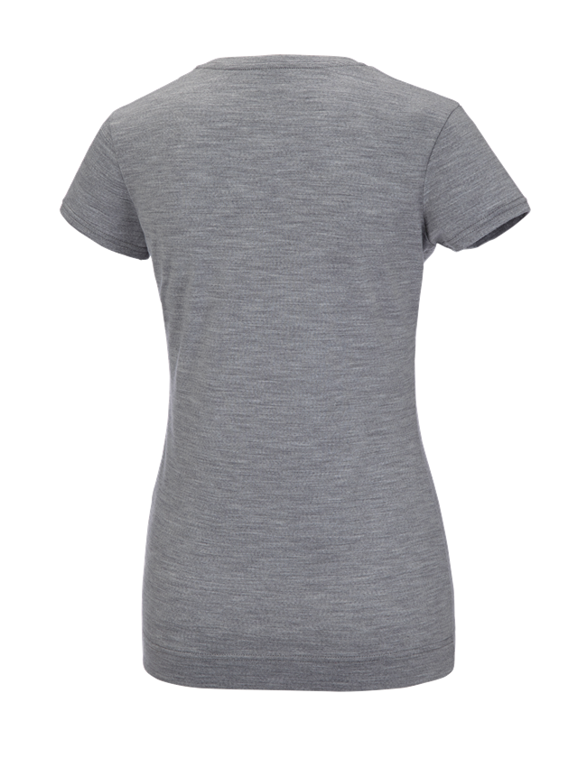 Maglie | Pullover | Bluse: e.s. t-Shirt merino light, donna + grigio sfumato 1