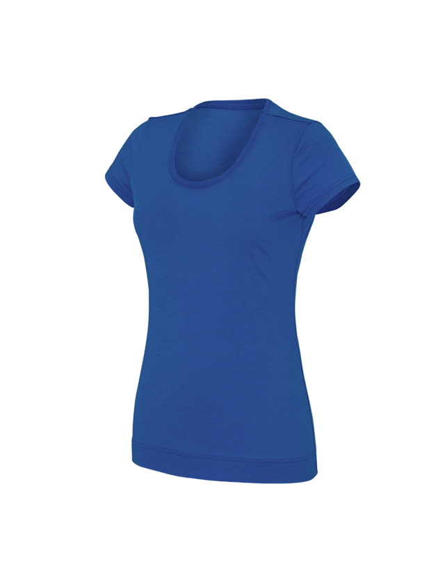 Maglie | Pullover | Bluse: e.s. t-Shirt merino light, donna + blu genziana