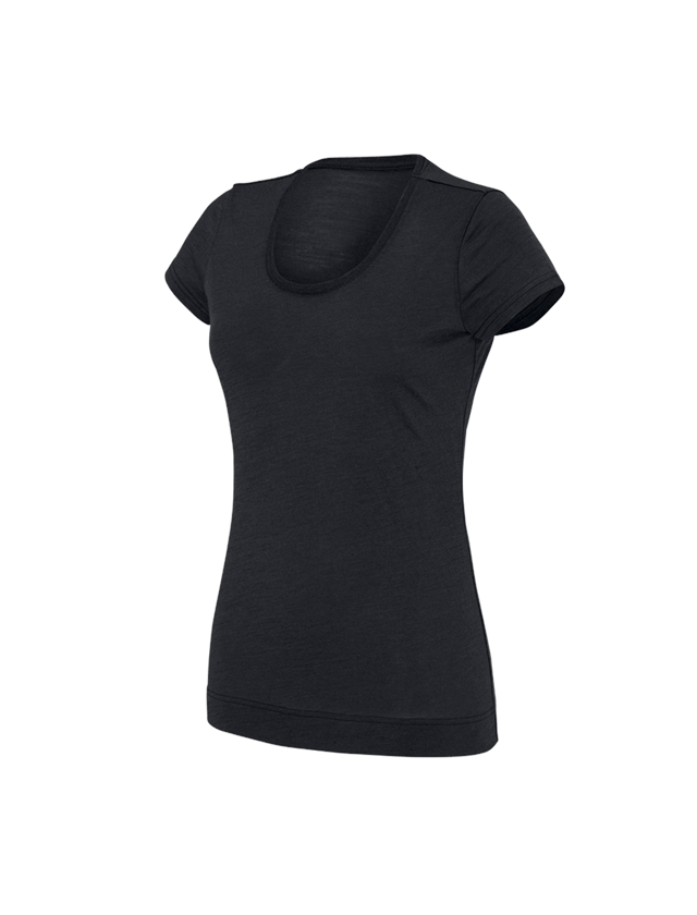 Maglie | Pullover | Bluse: e.s. t-Shirt merino light, donna + nero
