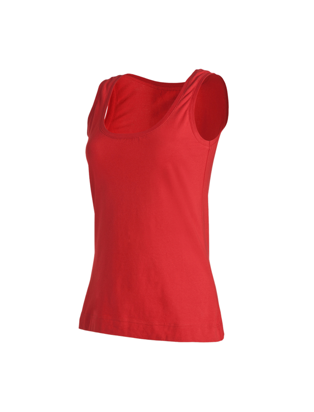 Maglie | Pullover | Bluse: e.s. Tank-Top cotton stretch, donna + rosso fuoco 1